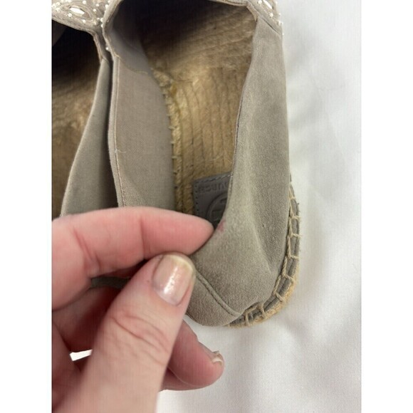 Tory Burch Yasmin Flats Espadrilles Grey Suede 7 Mirror Accents - Picture 7 of 11
